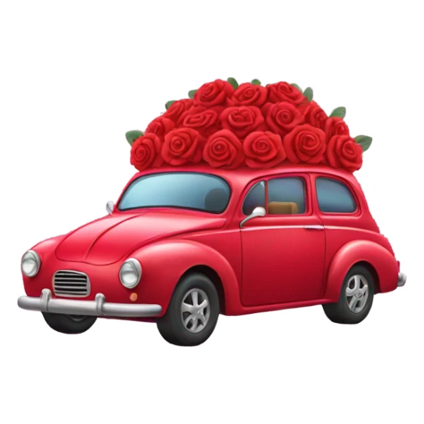 red car in the trunk many roses sticker