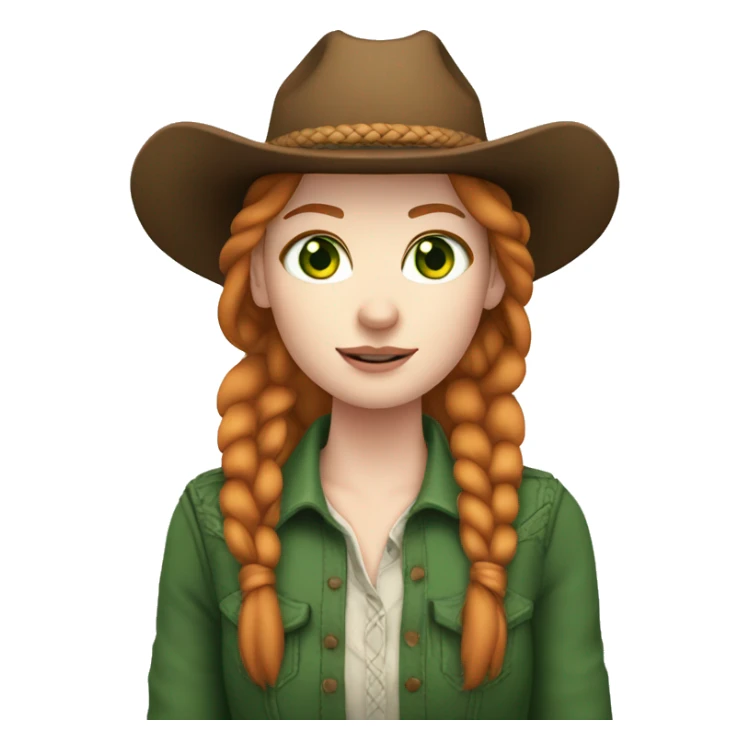 Cowgirl, pale skin, ginger braid, green eyes sticker