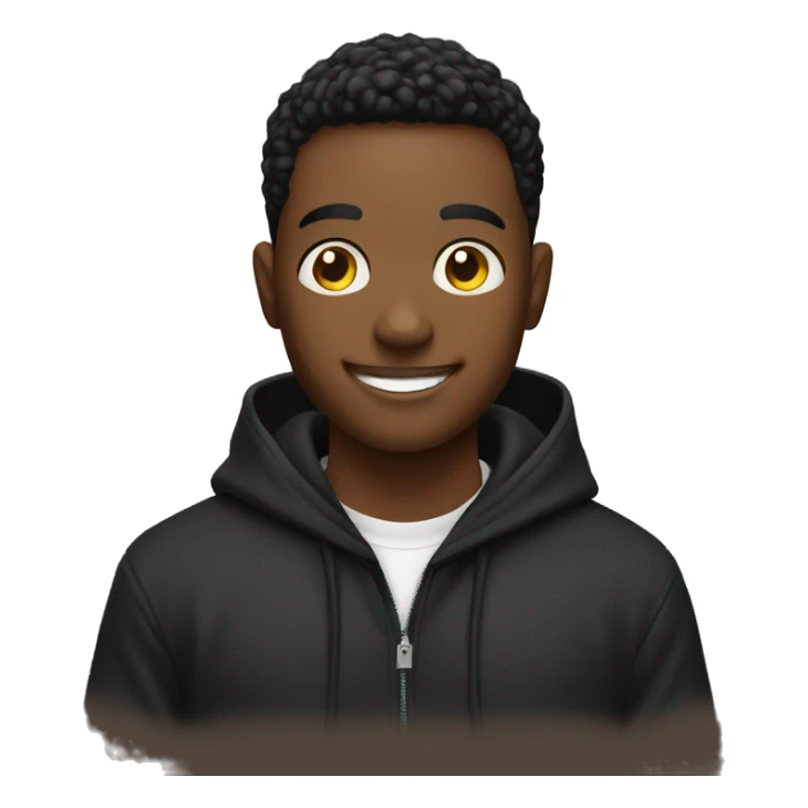 student with a smile in a black hoodie with a microphone in his hands sticker