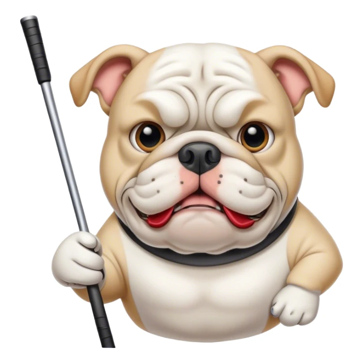 White Bulldog with golf club in mouth  sticker