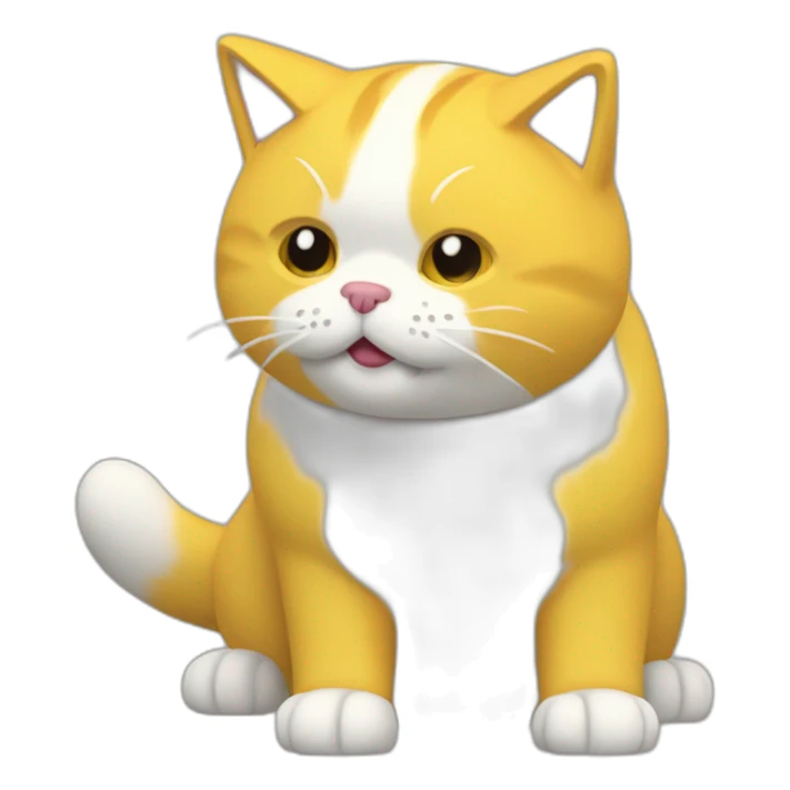 Gato amarillo abrazando a perro blanco peludo en 3d sticker