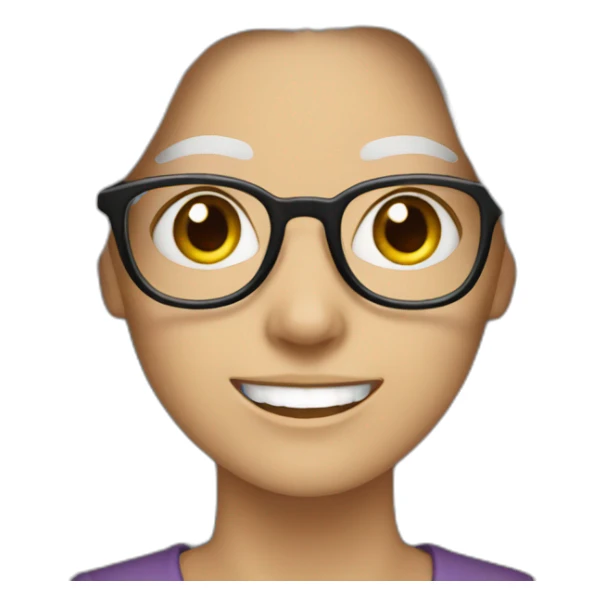 Long White haired Woman with glasses smiling hazel eyes eyes sticker