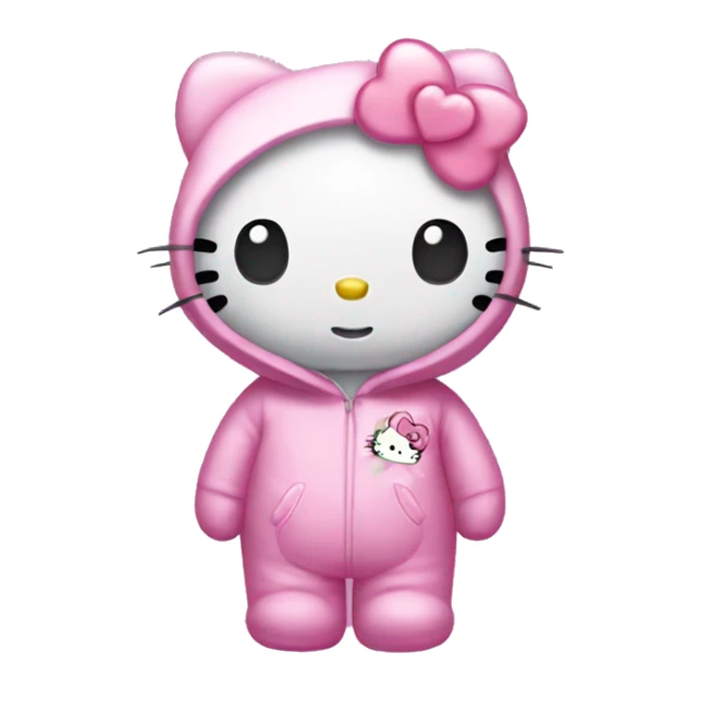 hello kitty wearing a care bear onesie sticker