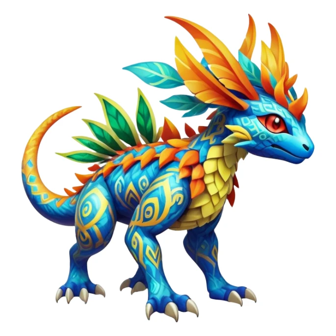 Elemental Exotic Colorful Fantasy Pokémon-Fakémon-hybrid-creature (full body) sticker