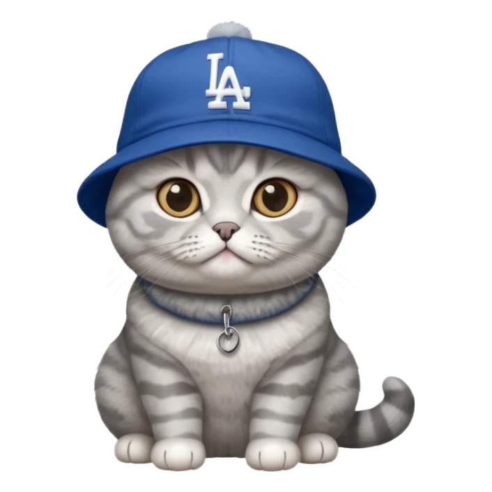 Can you make a gray British short cat wearing a LA dodger hat? sticker