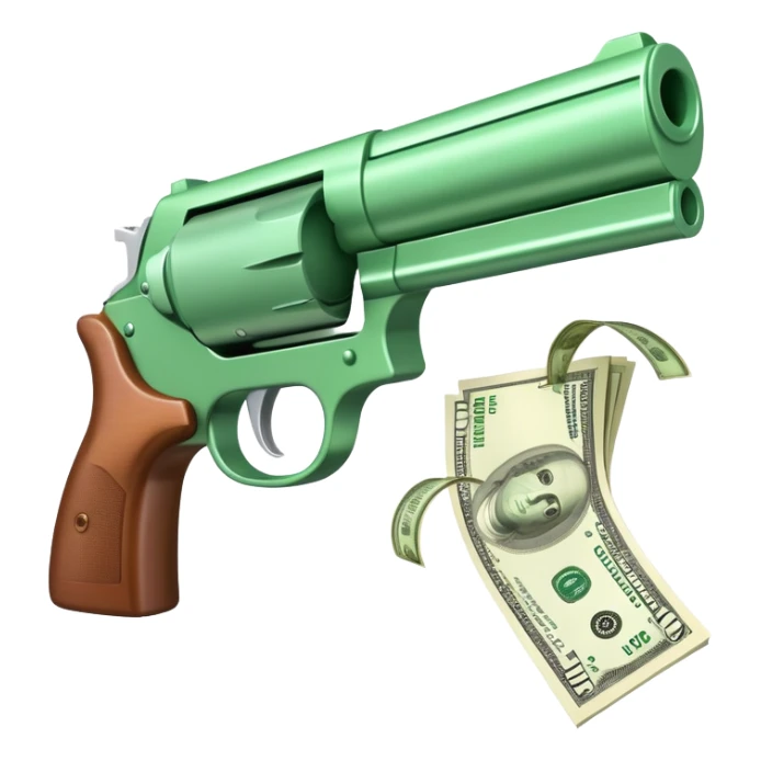 money gun shooting dollar bills sticker