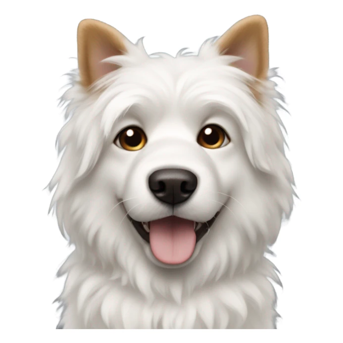 A white fluffy dog with brown flap ears sticker