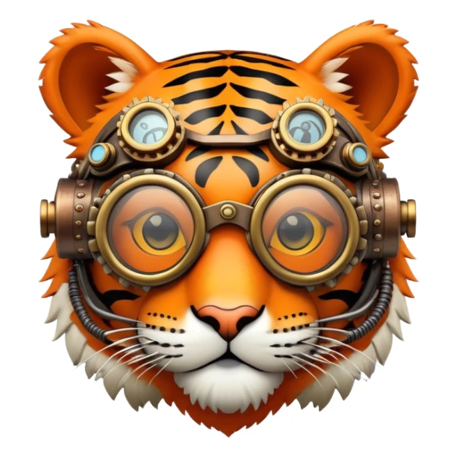 Steampunk tiger with goggles and gears sticker