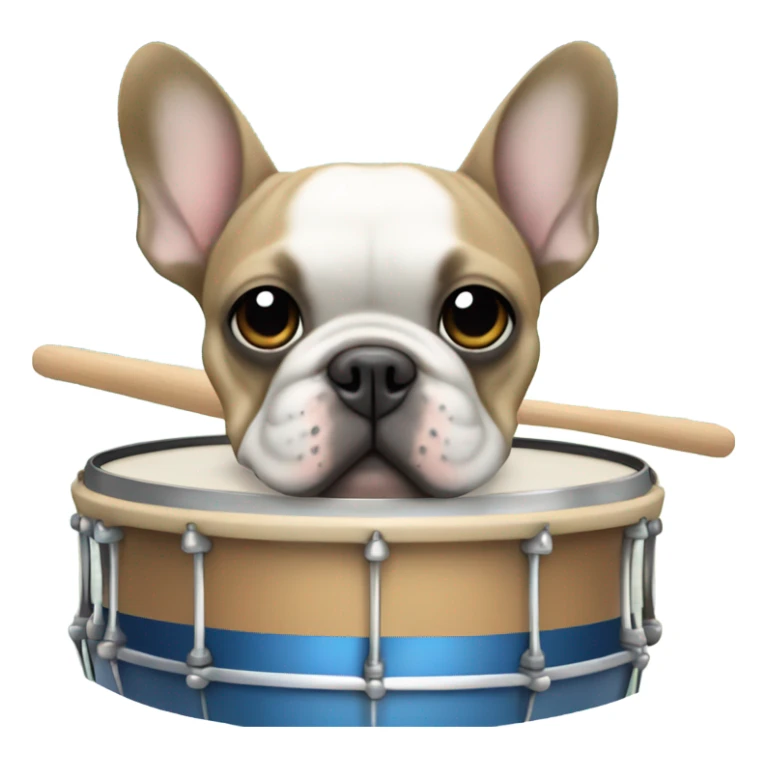 blue and tan french bulldog holding drumming sticker