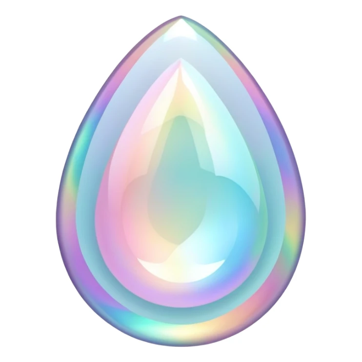 teardrop gemstone with pastel holographic swirls inside sticker
