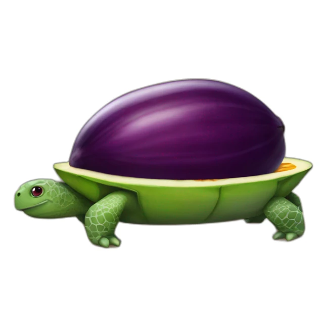 aubergine sur une tortue avec une tete de mangue sticker