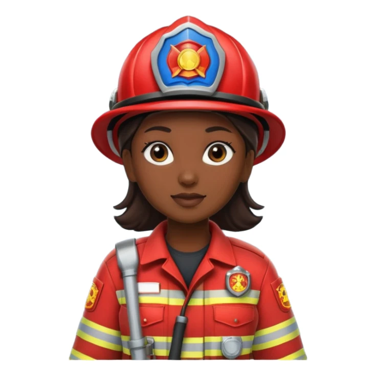 firefighter woman dark skin sticker
