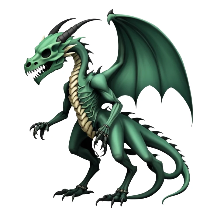 Dragon with a dragon-cadaver-skull-mask (full body) sticker