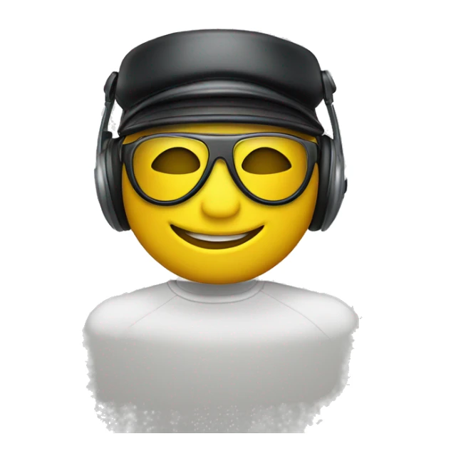 smiley yellow face wearing aviator glasses and racing headset and cap  sticker