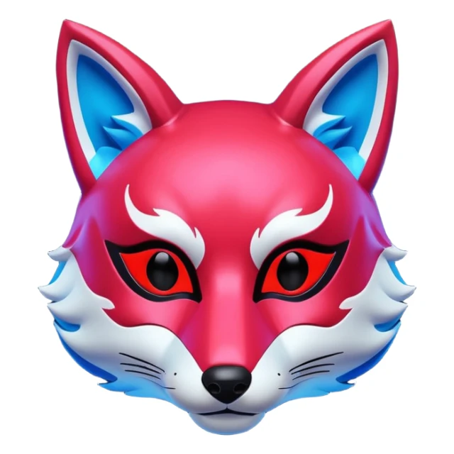 Luminous and neon mask with red, blue and pink fox glow. sticker