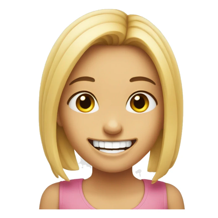 smiling girl which put her index nail between her teeth sticker