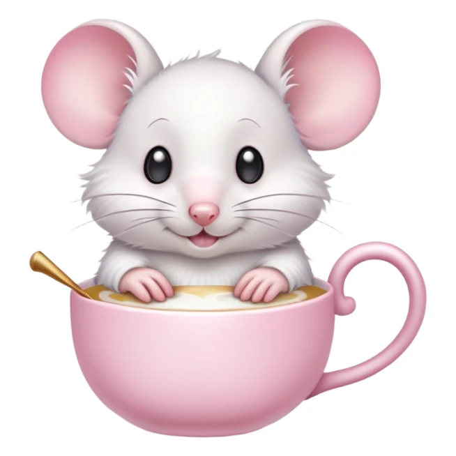 Cute cartoon mouse holding a teacup with steam rising sticker