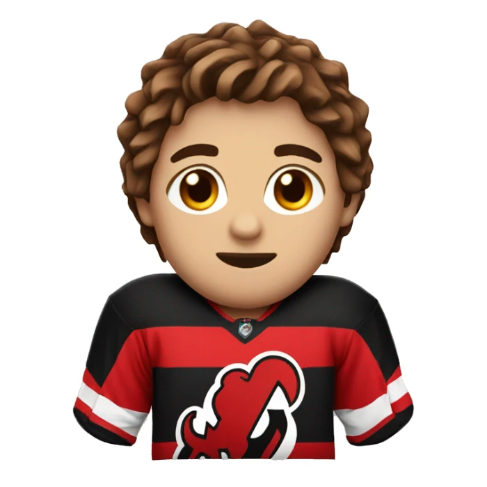 brown hair hockey player with devils jersey sticker