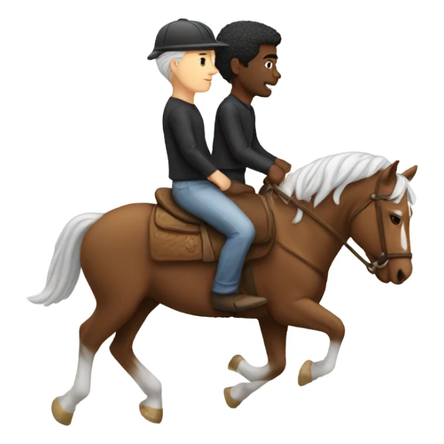 Two white people riding one horse  sticker