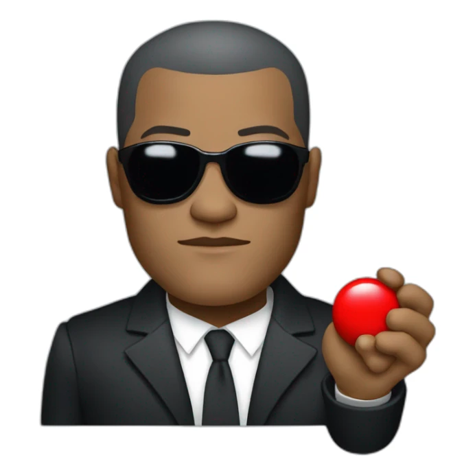 Morpheus, Lawrence fishburne from the matrix, holding red and blue pill sticker