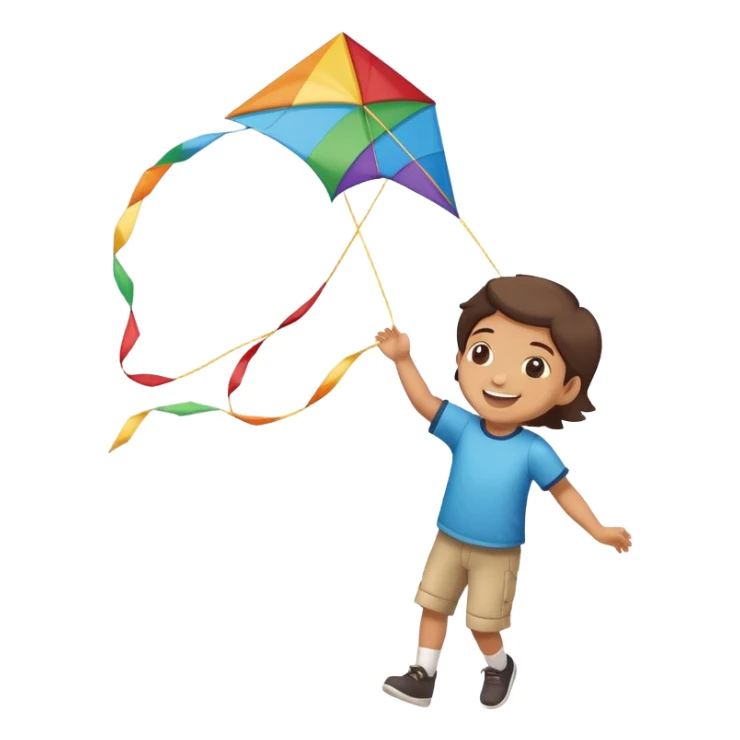 child holding a kite string with kite in the air sticker