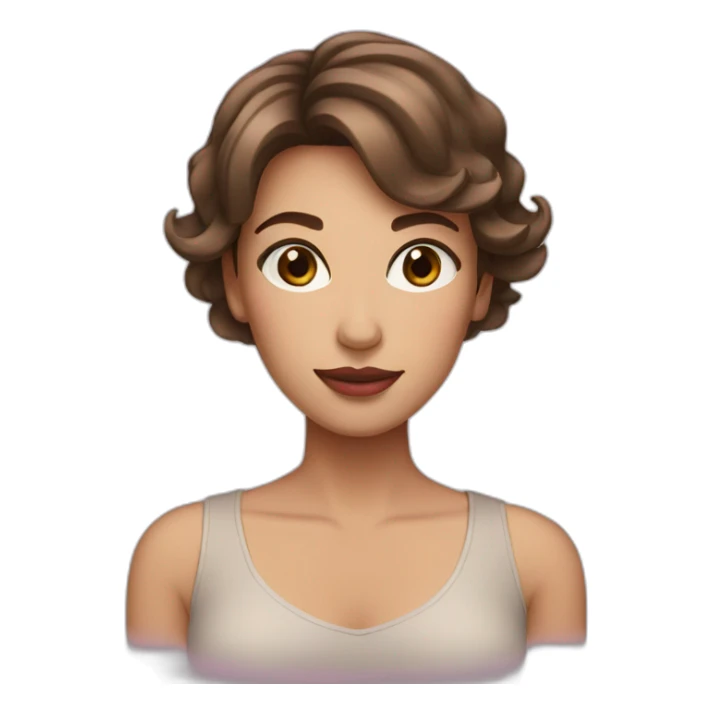 Woman with short brown hair brown eyes light pink lips sticker