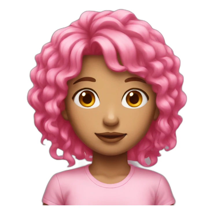 Pink hair girl height sticker