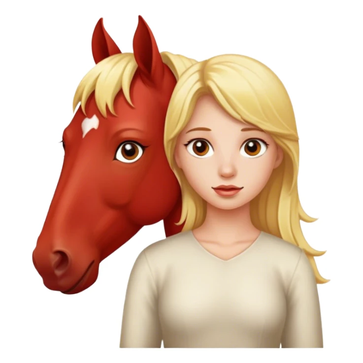 Blond Girl with a red horse sticker