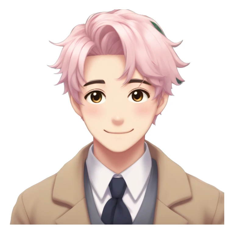 Gorgeous romantic hot attractive anime style modern gentlemanly anime shojo guy with pretty ponytail hair and colorful eyes and blushing face aesthetic trending style  pastelcore cottagecore kawaiicore sticker