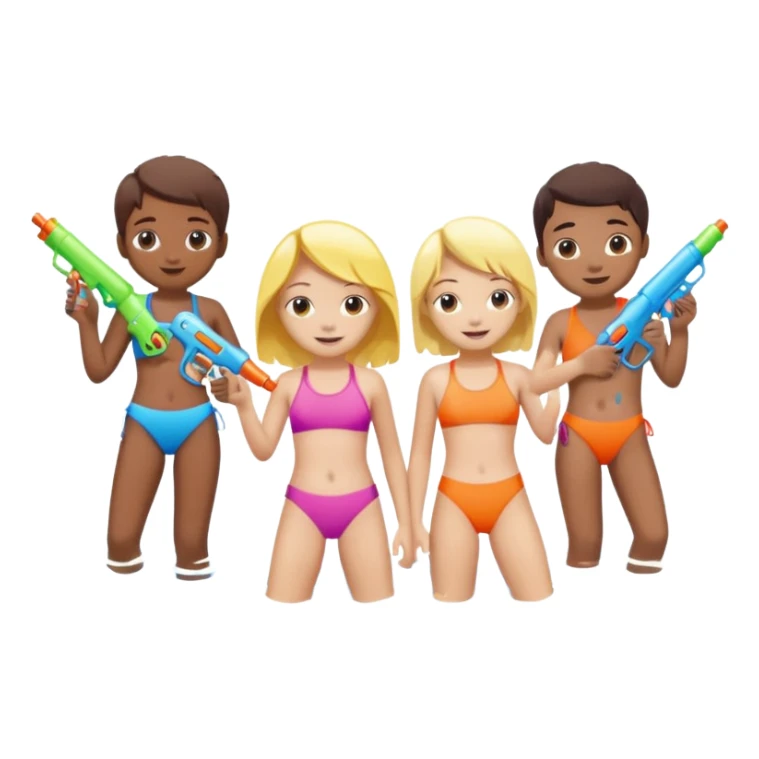 children playing with water guns sticker