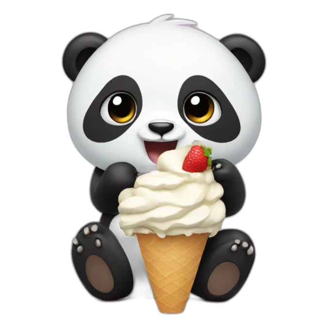 Panda eating ice cream sticker