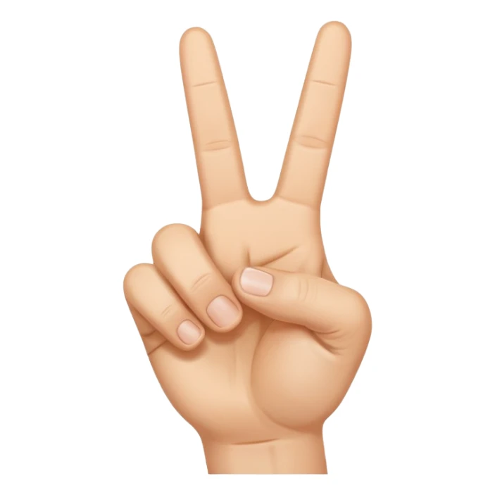 A hand doing the peace sign but with the thumb also out sticker