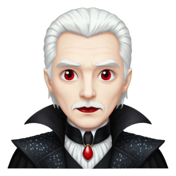 Dracula with white hair, black sequin outfit sticker