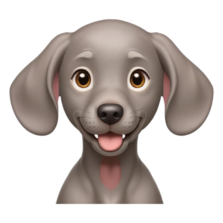 cinematic-comical-weimaraner puppy-portrait-emoji,-head-tilted-dramatically-with-an-exaggeratedly-amused-expression,-featuring-a-vibrant-grey-fur-with-a-lively-sheen,-wide,-expressive-brown-eyes-filled-with-playful-disbelief sticker