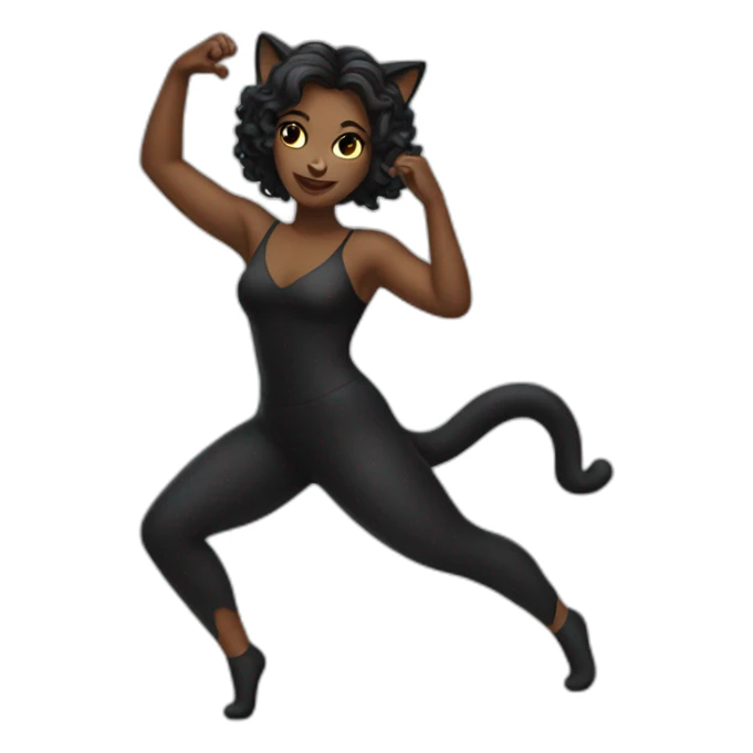half black woman half black cat dancing sticker