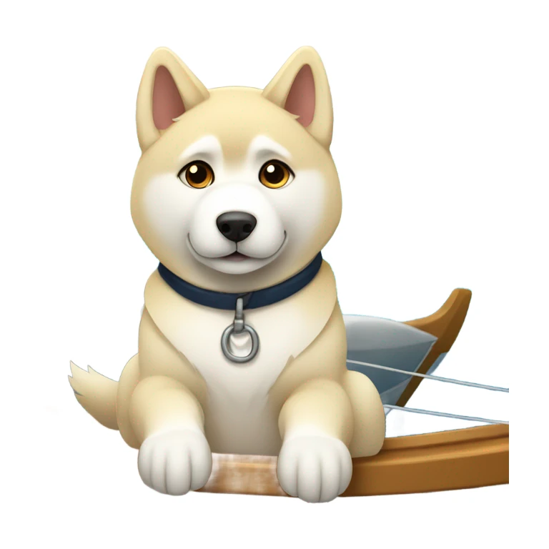 to a light dorée  Husky in a sailboat sticker