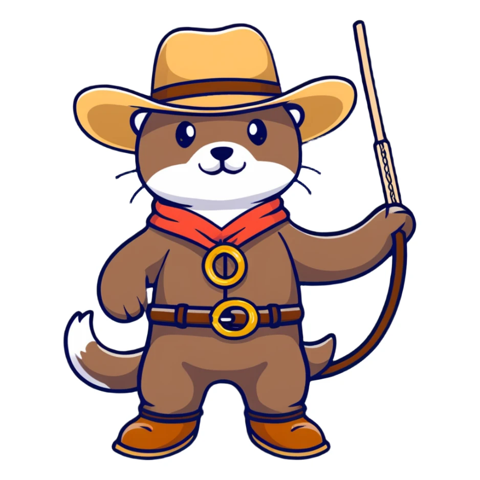 otter cowboy with lasso and boots sticker