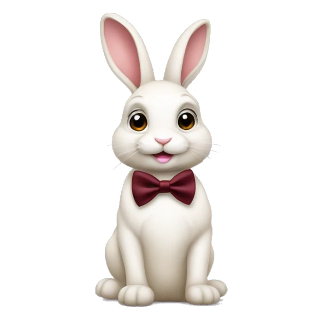 Sitting down. Crème Baby bunny. Burgundy bow tie sticker
