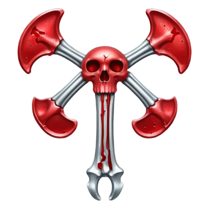 metallic anatomic bones with blood, steel texture, dark dramatic tone, minimal details sticker