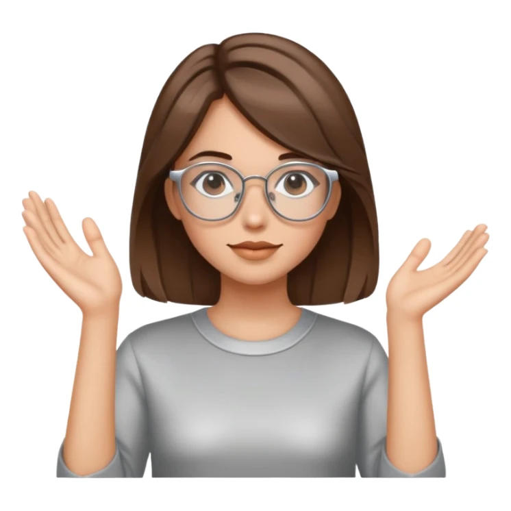 Brown medium lentgh hair girl with silver glasses sticker