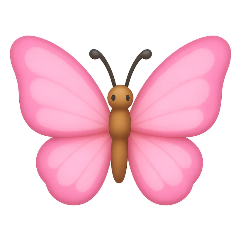 pink butterfly emoji, delicate and cheerful sticker