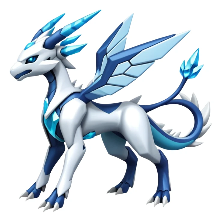 Futuristic Kyurem-reshiram-Glaceon-dialga-suicune-hybrid, full body sticker