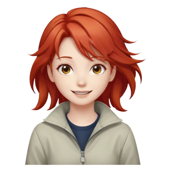 cute anime girl with red blowing hair sticker