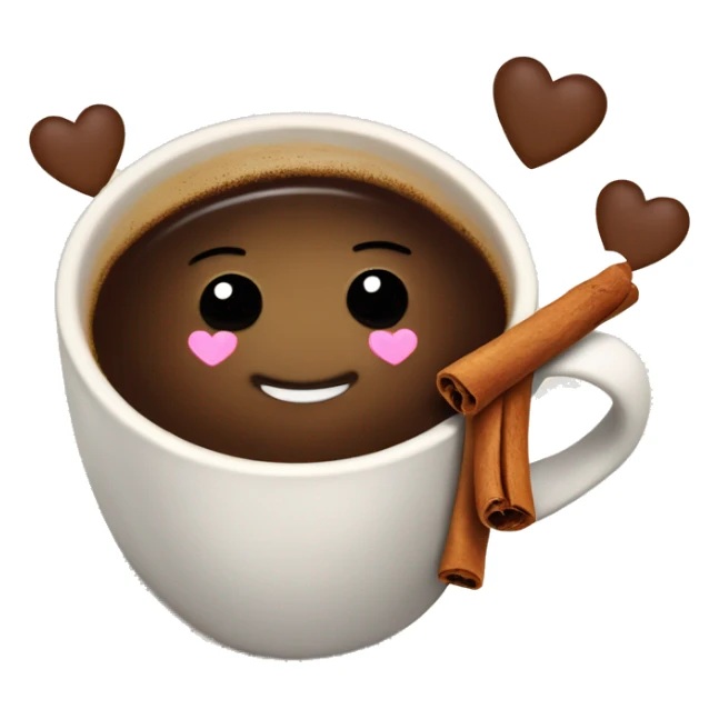 Coffee with cinnamon stick and little hearts around them sticker