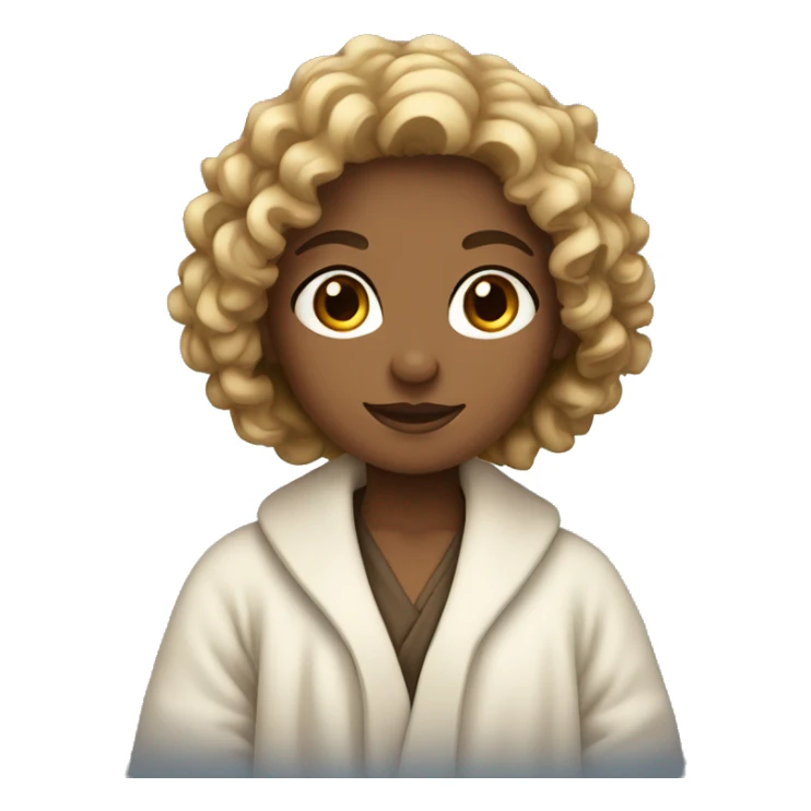 A girl with curly brown and blond hair wearing a robe  sticker