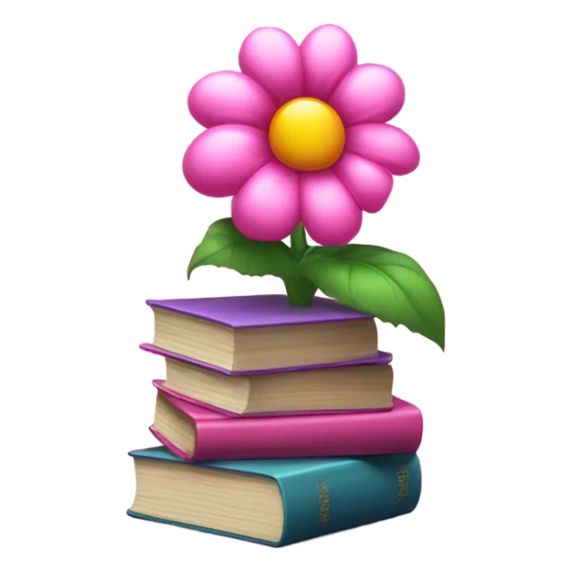 Aesthetic stack of pink books with a monster flower in the background sticker