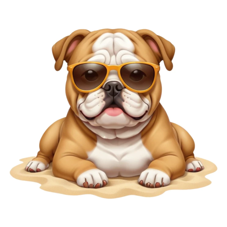 Bulldog sun tanning on the beach  sticker