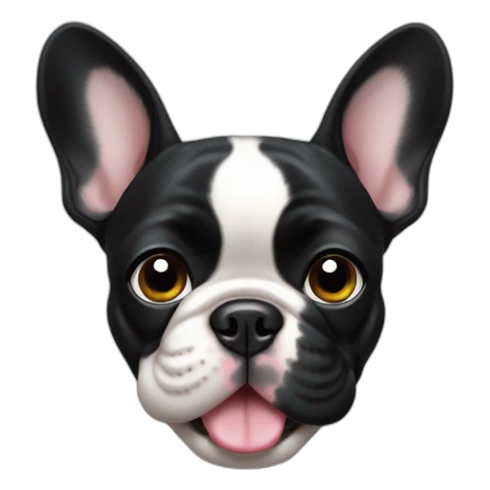 Happy french bulldog half face black hair sticker