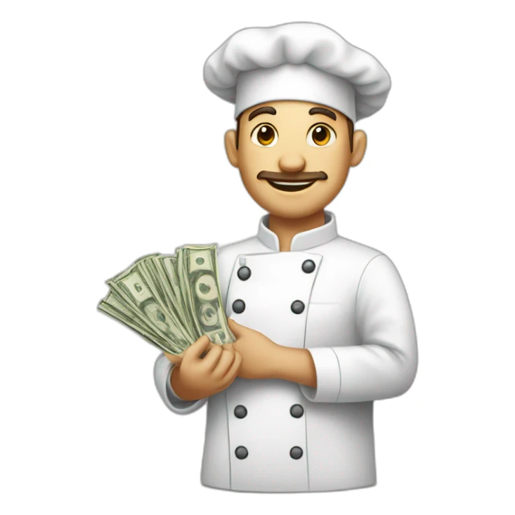 white skin chef with money in his hands sticker