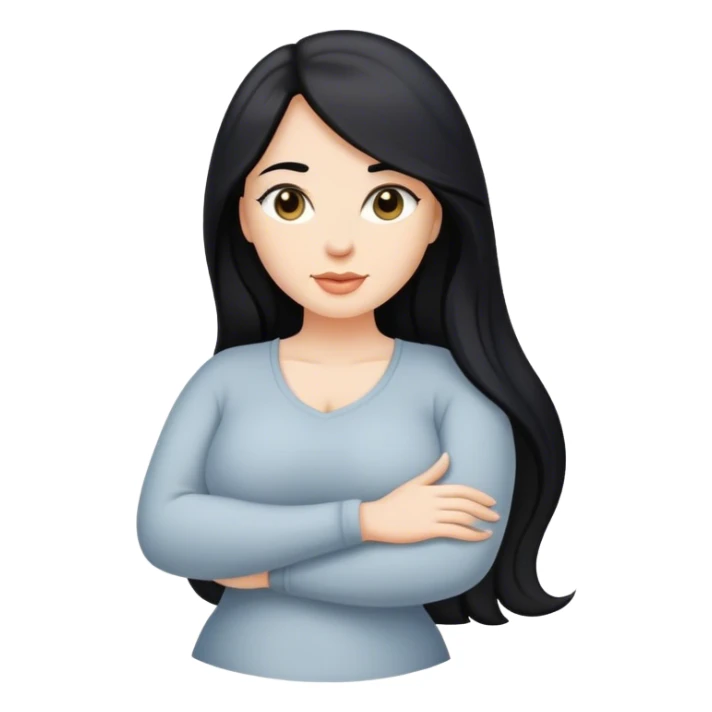 caucasian Beautiful Buxom black long hair back booty sfw sticker